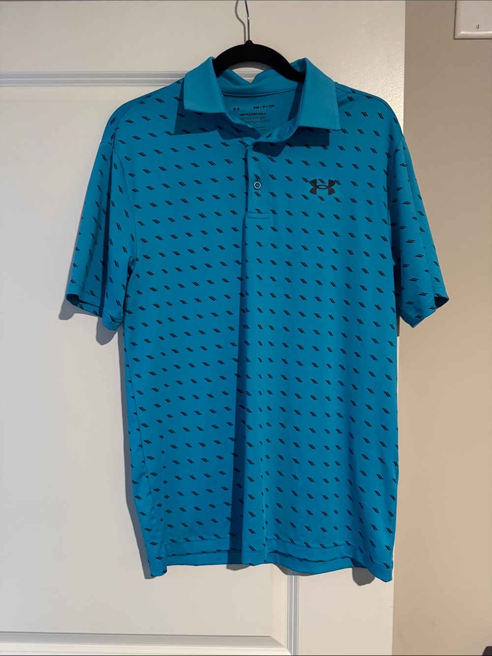 Under Armour Men’s Teal Polo with Black Micro-Print